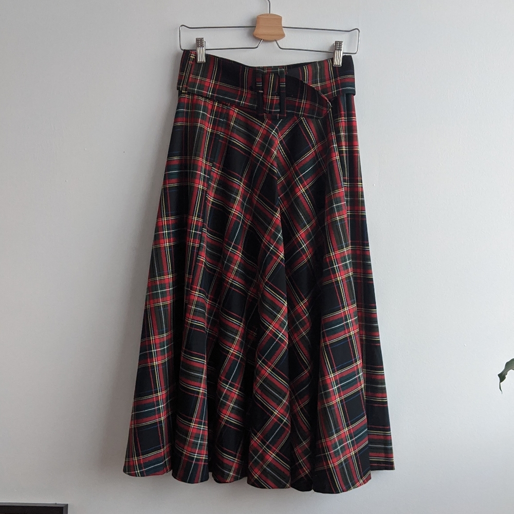 PLAID MIDI SKIRT